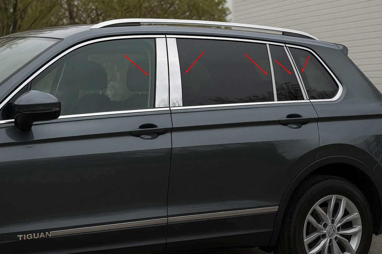 Stainless Steel Door Pillar Trim (10 pcs) for Volkswagen Tiguan 2016-2023 - image 1