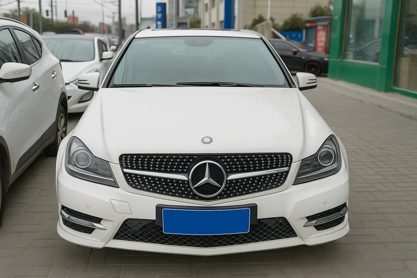 Front Grille Diamond Silver for Mercedes C-class W204 2007-2015 - image 4