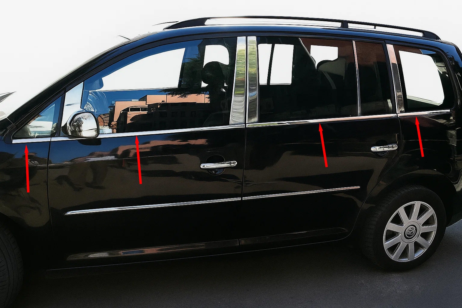 Exterior window trim stainless steel (8 pcs) for Volkswagen Touran 2003-2010 - image 1