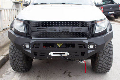 Front bumper Dakar Black without sensor, illuminated + Crankcase protection for Ford Ranger 2011-2022 - Reelken Auto