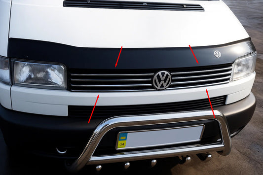 Chrome Grille Covers Straight Hood (8 pcs, Stainless Steel) for Volkswagen T4 Caravelle/Multivan 1990-2003 - image 1