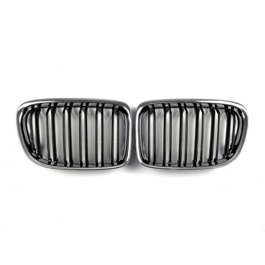 Kidneys M-Look (Gloss Black with Chrome Trim) for BMW X1 E84 2009-2015 - image 2