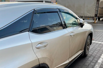 Window deflectors with chrome trim LONG (4 pcs, HIC) for Lexus RX 2016-2022 - image 2