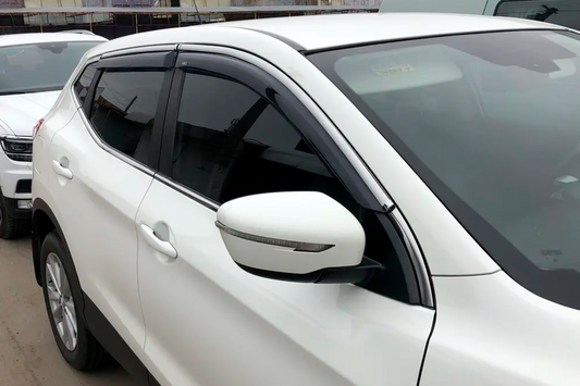 Window deflectors with chrome trim (4 pcs, HIC) for Nissan Qashqai 2014-2021 - image 1