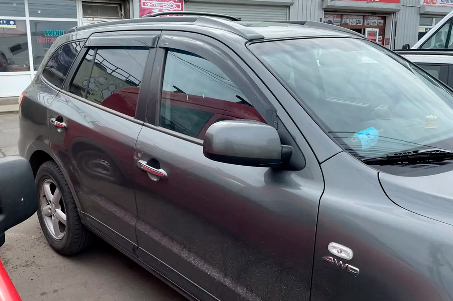 Window Deflectors (4 pcs, HIC) for Hyundai Santa Fe 2 2006-2012 - image 1