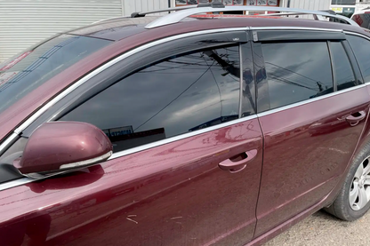 Window deflectors with chrome trim SW (4 pcs, HIC) for Skoda Superb 2009-2015 - image 1