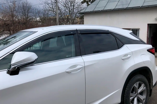 Window Deflectors with Chrome Trim Short (4 pcs, HIC) for Lexus RX 2016-2022 - image 1