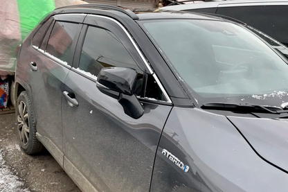 Window deflectors with chrome trim (4 pcs, HIC) for Toyota Rav 4 2019- - image 2