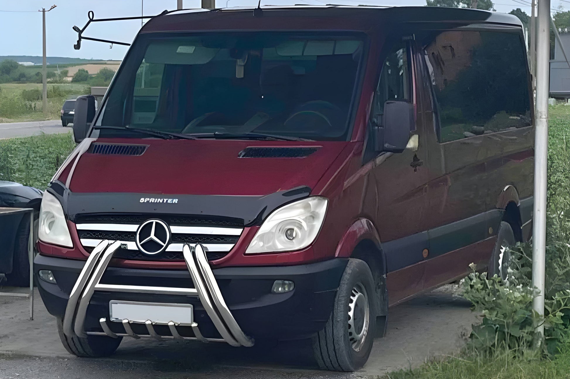 Bull Bar F1-01M (2006-2013, Stainless Steel) for Mercedes Sprinter W906 2006-2018 - image 1