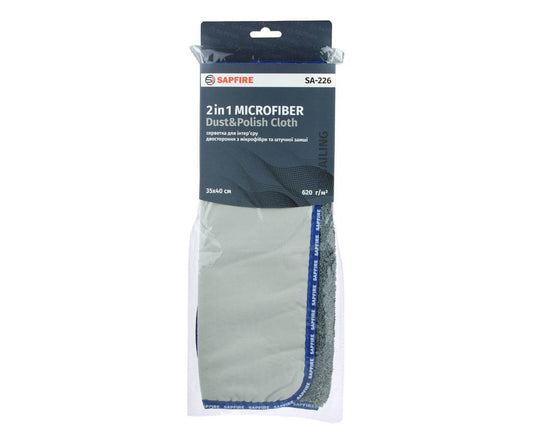 Double-sided cloth made of microfiber and artificial suede 35x40 cm SA-226 SAPFIRE - Reelken Auto
