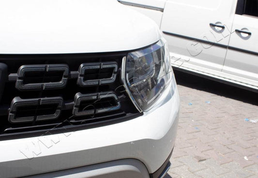 Lining on the grille (2 PCs, stainless steel) for Dacia Duster 2018-2024 - Reelken Auto
