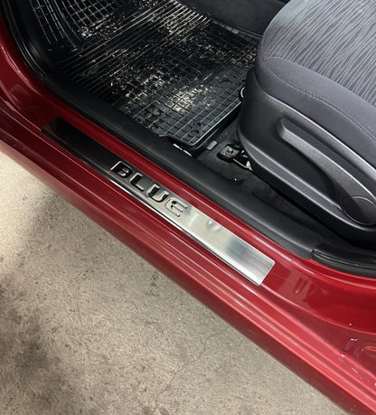 Door Sill Protectors Carmos Blue V2 (4 pcs, Stainless Steel) for Hyundai Accent 2011-2017 - image 5