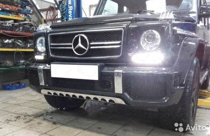 Front bumper protection (stainless steel) for Mercedes G class W463 1990-2018 - Reelken Auto