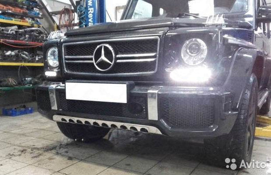 Front bumper protection (stainless steel) for Mercedes G class W463 1990-2018 - Reelken Auto