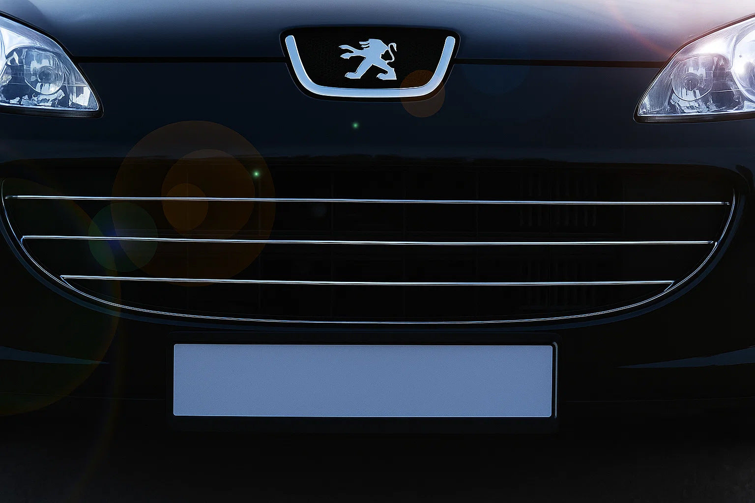 Chrome Grille Covers (3 pcs, Stainless Steel) for Peugeot 407 2004-2011 - image 1