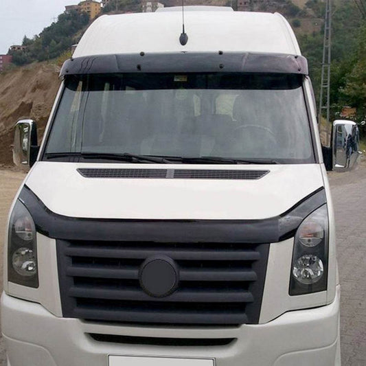 Windshield visor on V2 frame (black gloss, 5mm) for Volkswagen Crafter 2006-2016 - Reelken Auto