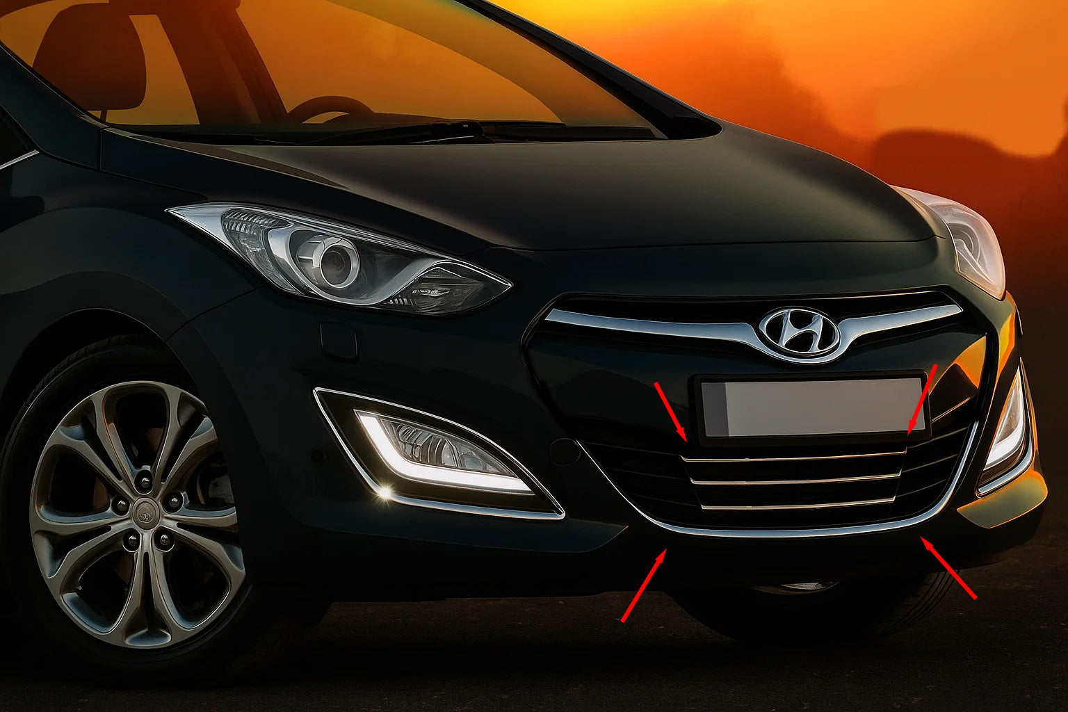 Covers for lower grille and surround STYLE (stainless steel) for Hyundai I-30 2012-2017 - image 1