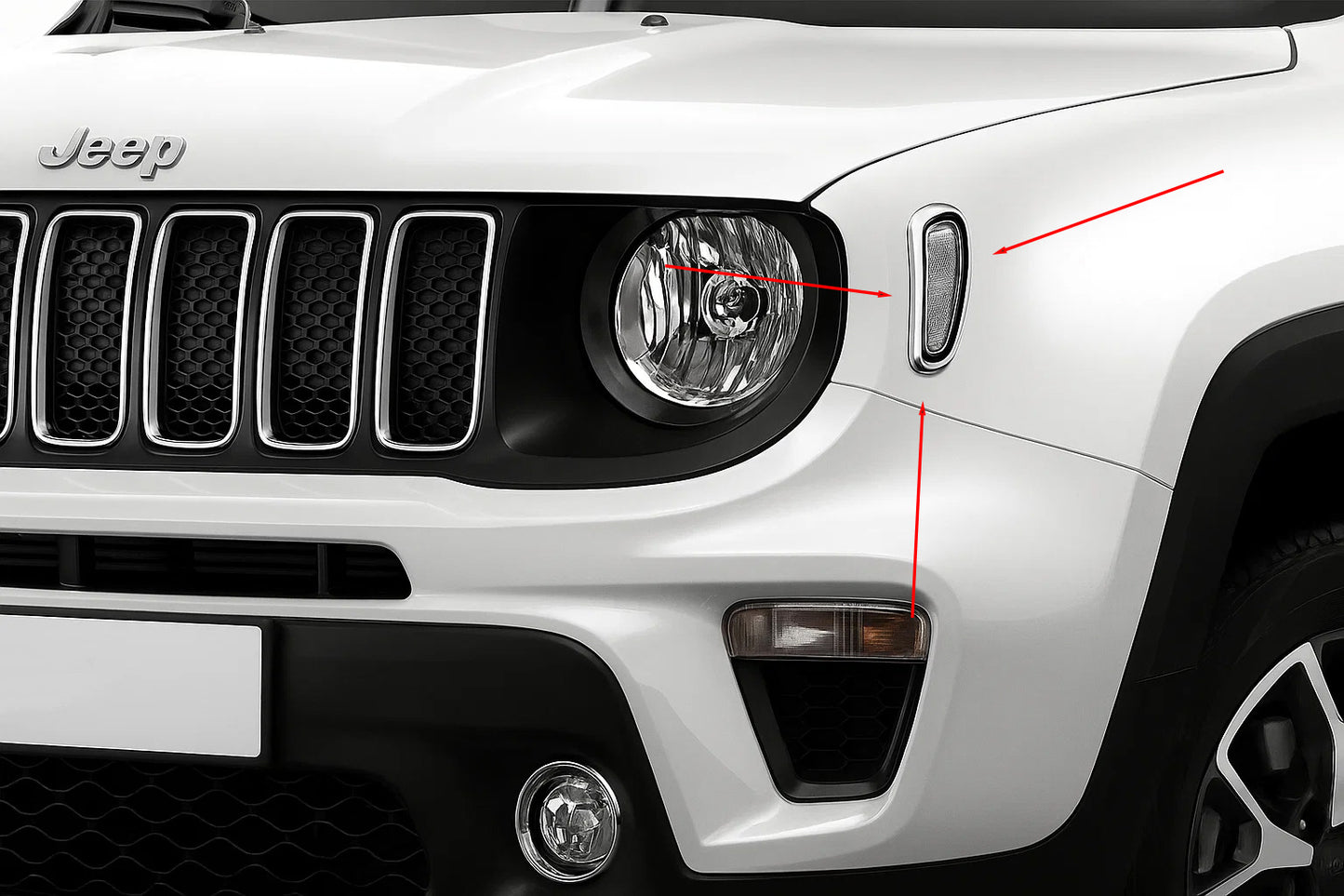 Chrome Covers for Turn Signal Repeaters (2 pcs Stainless Steel) for Jeep Renegade 2014- - image 1