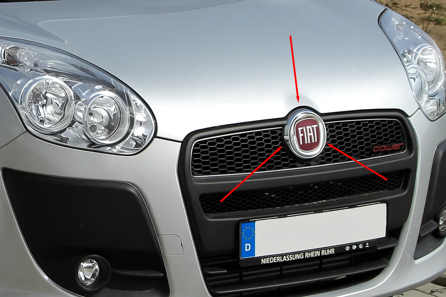 Chrome front emblem holder (stainless steel) for Fiat Doblo II 2010-2022 - image 1