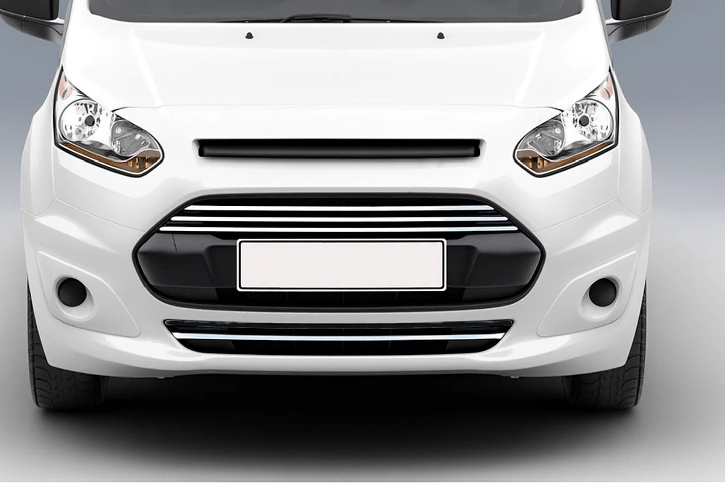 Front bumper and grille covers (4 pcs, stainless steel) for Ford Connect 2014-2021 - image 1