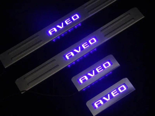 Door sills Libao (4 pcs., stainless steel) for Chevrolet Aveo T300 2011-2020 - Reelken Auto