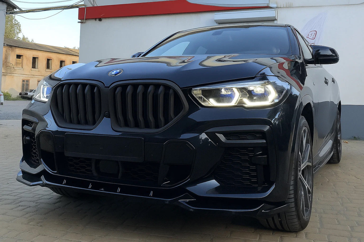 Kidney Grilles 1 Bar (2019-2022, Matte Black) for BMW X6 G06 2019–2027 - image 3