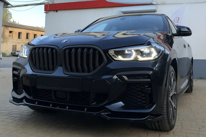 Kidney Grilles 1 Bar (2019-2022, Matte Black) for BMW X6 G06 2019–2027 - image 3