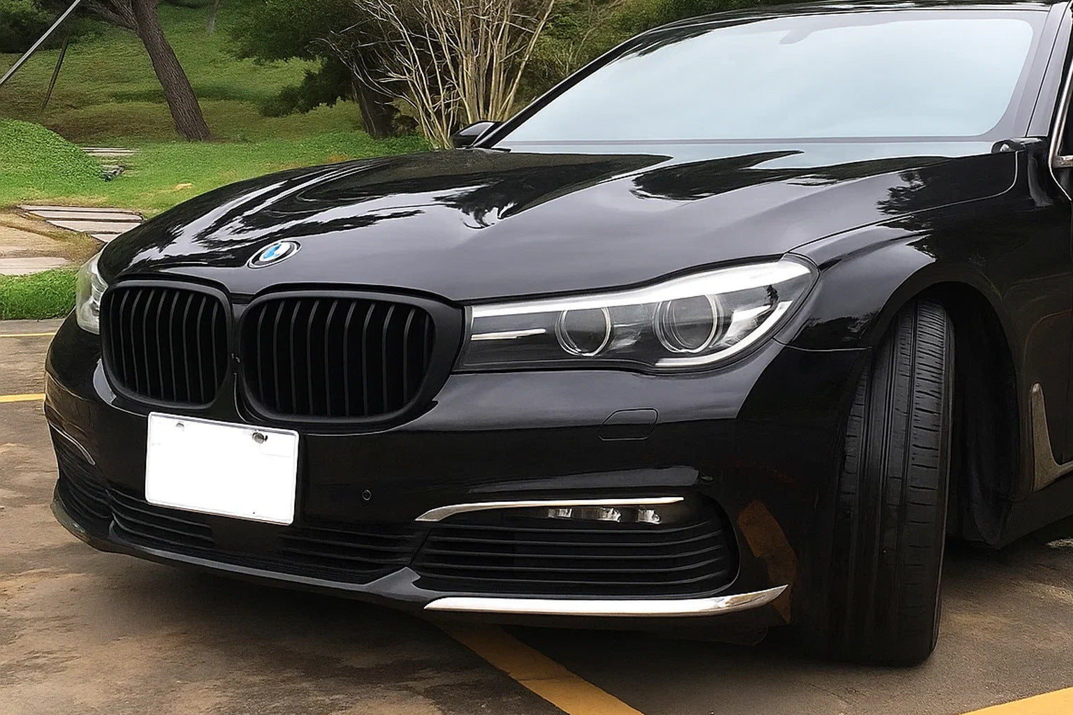 Kidney Grilles 1 Bar (2016-2019, Black Matte) for BMW 7 Series G11/G12 2015-2022 - image 1