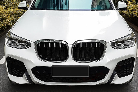 Kidney Grilles M-Look (2018-2021, Gloss Black with Chrome Trim) for BMW X4 G02 2018- - image 1
