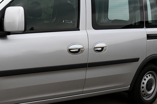 Chrome Door Handle Covers with Trim (3-door, Stainless Steel) for Opel Combo 2002-2012 - image 1