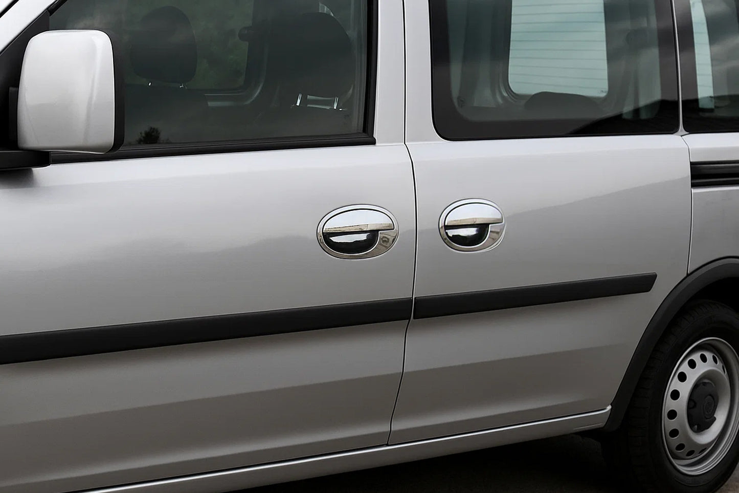 Chrome Door Handle Covers with Trim (2-door, Stainless Steel) for Opel Combo 2002-2012 - image 1