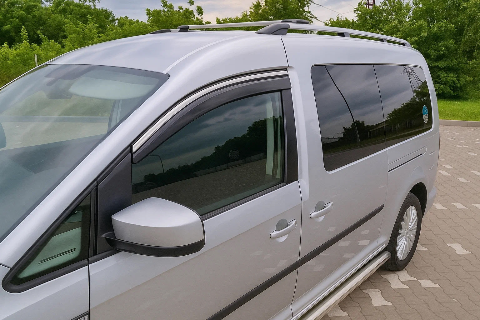 Window Deflectors with Chrome Trim Niken Luxury (2 pcs) for Volkswagen Caddy 2015-2020 - image 4