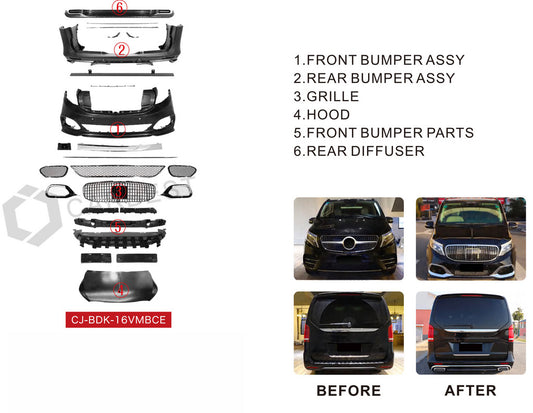 Body kit (Maybach Type-X223, with hood) for Mercedes Vito / V-class W447 2014↗ year - image 2