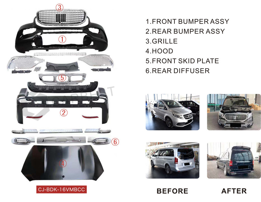 Body kit (Maybach Type-GLS, with hood) for Mercedes Vito / V-class W447 2014↗ year - image 2