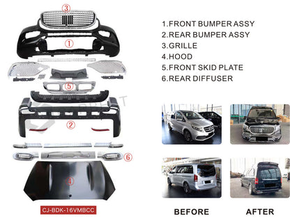 Body kit (Maybach Type-GLS, with hood) for Mercedes Vito / V-class W447 2014↗ year - image 2