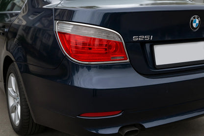 Chrome Tail Light Covers (2 pcs, plastic) for BMW 5 Series E60/E61 2003-2010 - image 1