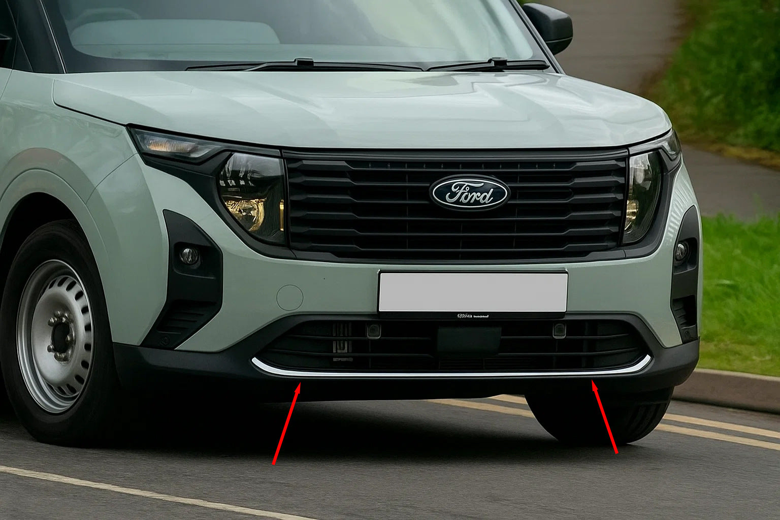 Front bumper protector trim (1 pc, stainless steel) for Ford Courier 2023- - image 3