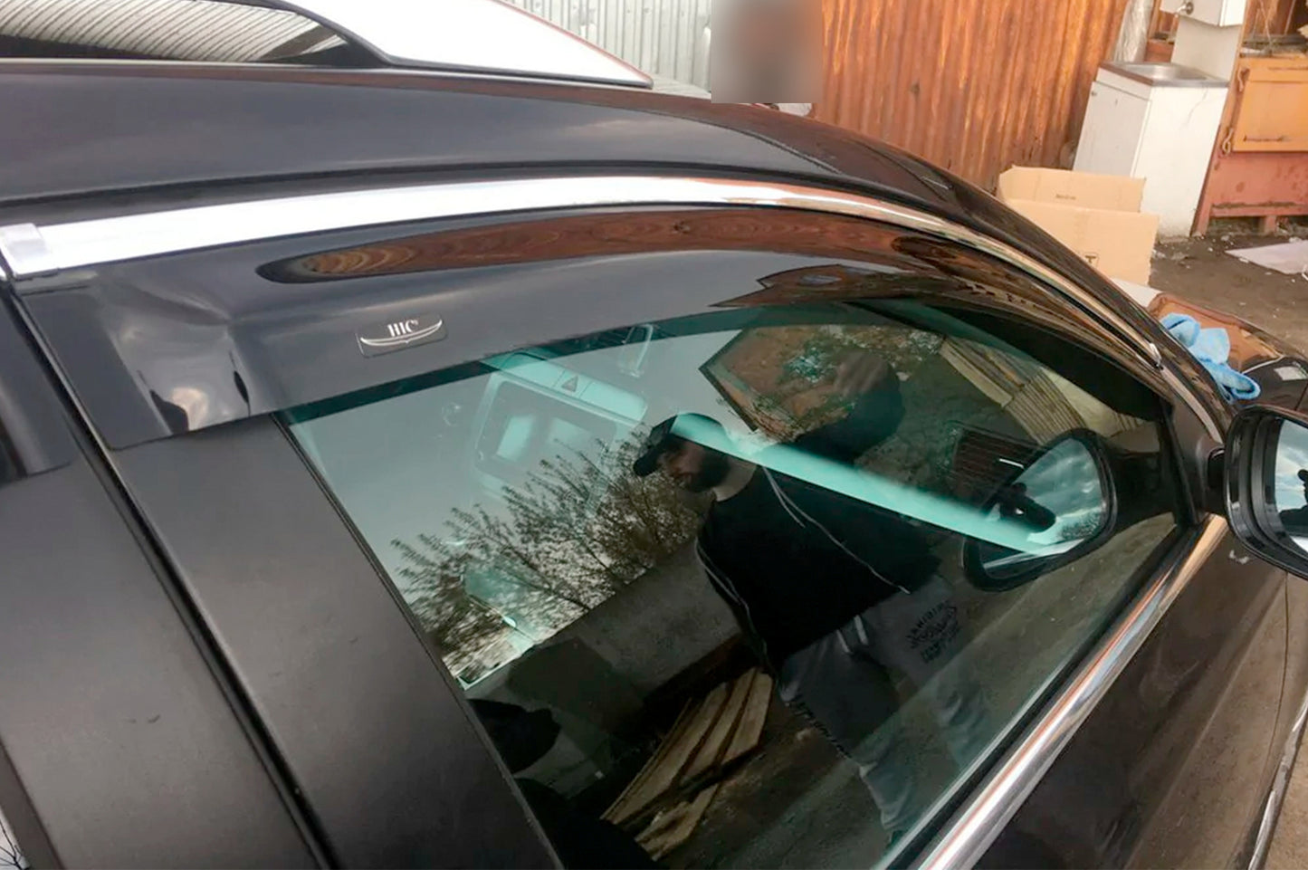 Window deflectors with chrome trim SW (4 pcs, HIC) for Volkswagen Passat B6 2006-2012 - image 1