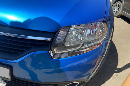 Headlight Covers (2 pcs, Stainless Steel) for Dacia Sandero 2013-2020 - image 1