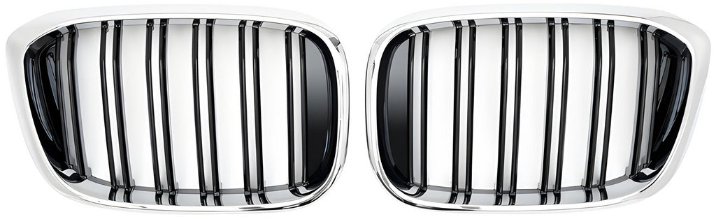 Kidney Grilles M-Look (2018-2021, Gloss Black with Chrome Trim) for BMW X4 G02 2018- - image 2