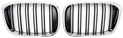 Kidney Grilles M-Look (2018-2021, Gloss Black with Chrome Trim) for BMW X3 G01 2018- - image 2