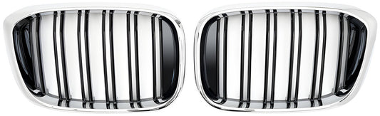 Kidney Grilles M-Look (2018-2021, Gloss Black with Chrome Trim) for BMW X3 G01 2018- - image 2