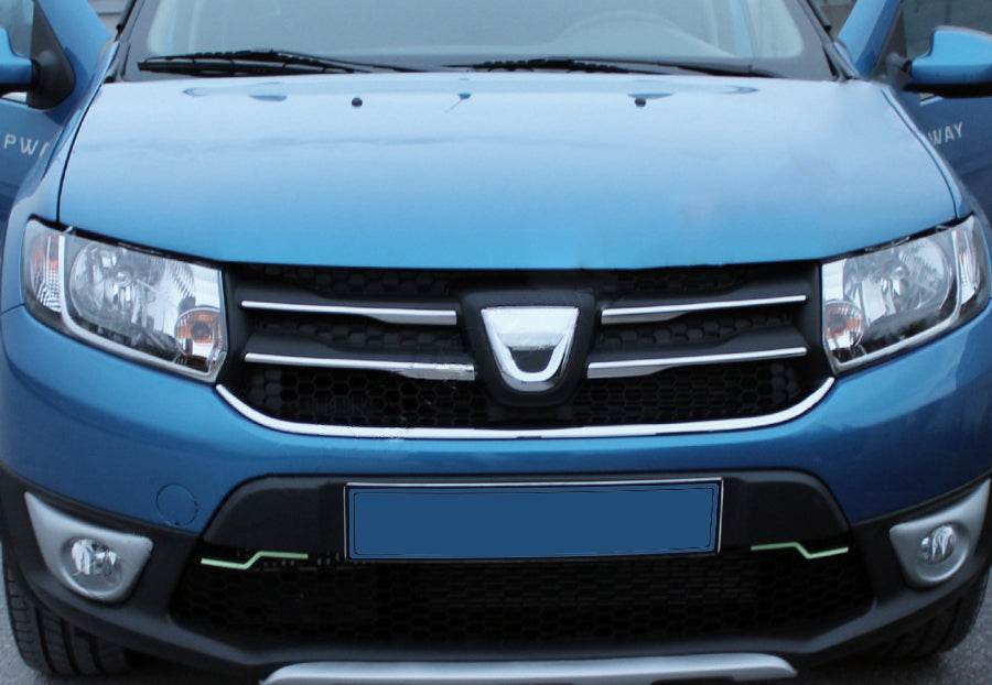 Lining on the grille option 1 (4 pieces, stainless.) for Dacia Sandero 2013-2020 - Reelken Auto