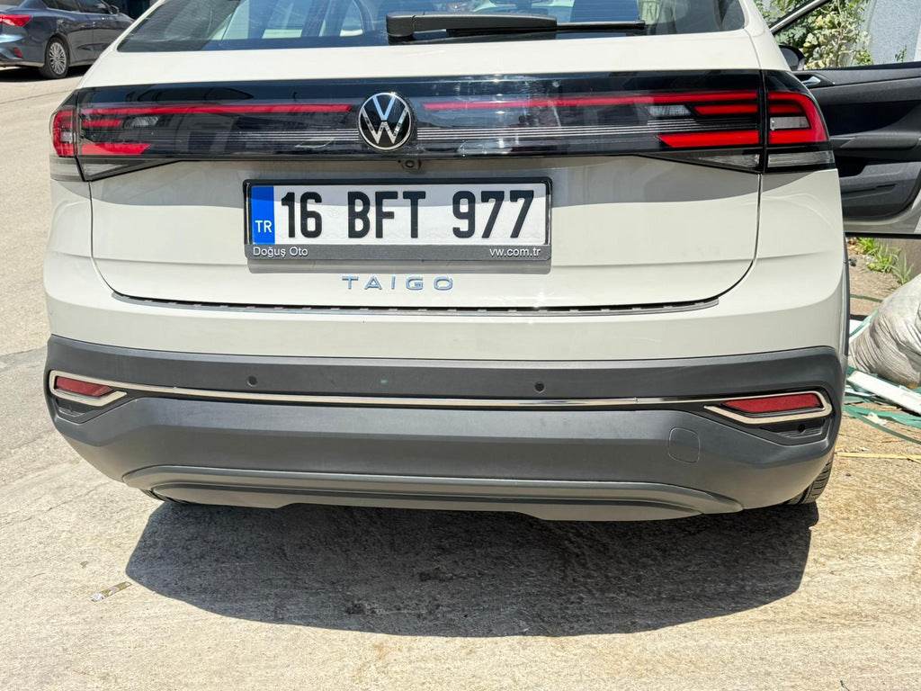 Cover on the rear bumper Carmos (stainless steel) (Matte) for Volkswagen Taigo 2020- - Reelken Auto