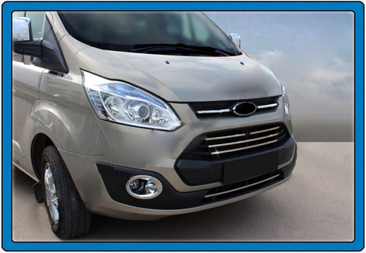 Covers on the radiator grill 2013-2018 (5 pcs., stainless steel) for Ford Custom 2013-2022 - image 2