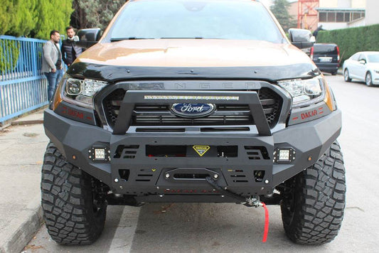 Front bumper with crankcase protection Dakar (2015+) for Ford Ranger 2011-2022 - Reelken Auto