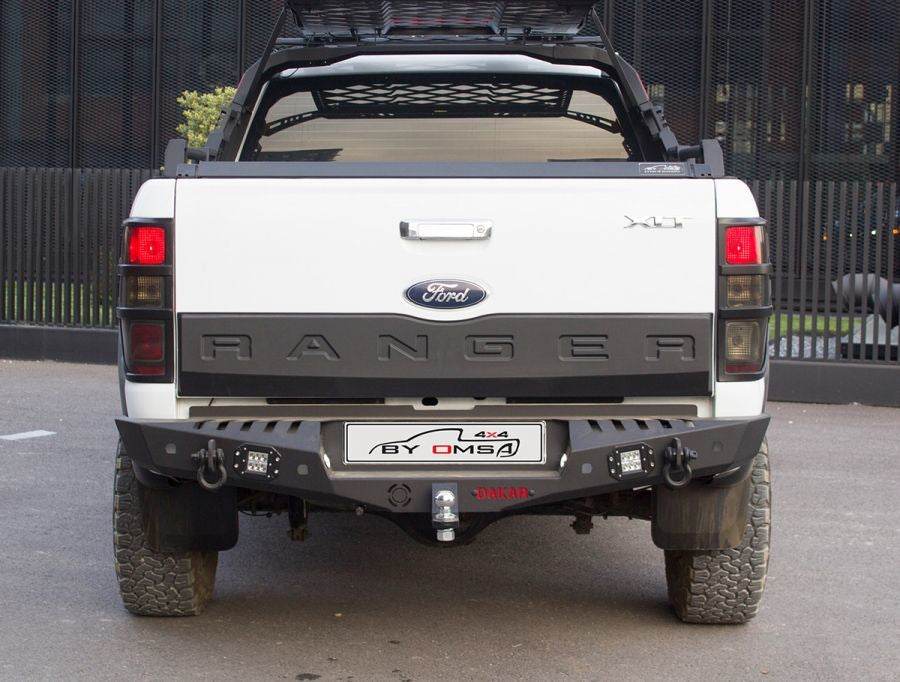 Reinforced rear bumper Dakar Black, for sensor, with backlight for Ford Ranger 2011-2022 - Reelken Auto