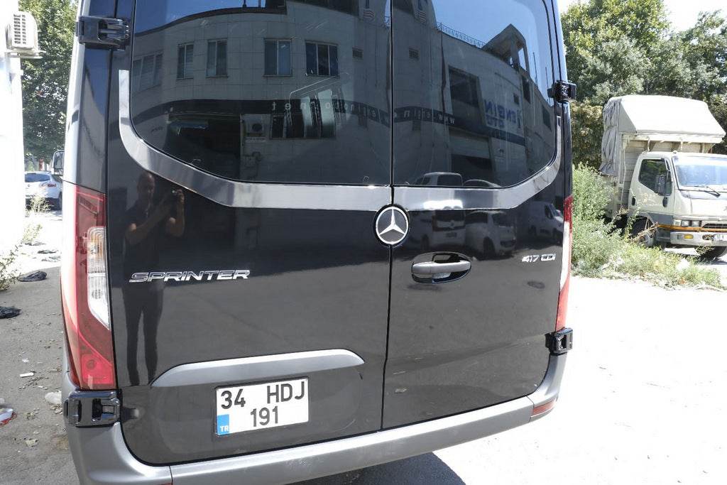 Rear glass edge V-2 Carmos (2 pcs, stainless steel) for Mercedes Sprinter W907/W910 2018↗ - Reelken Auto