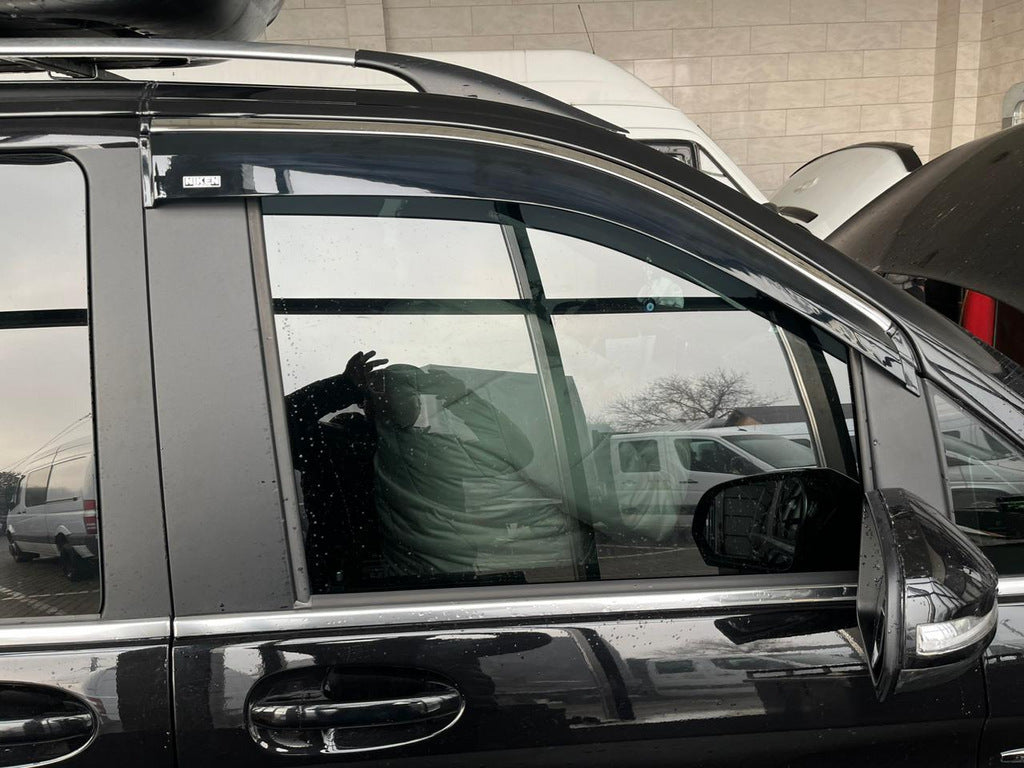 Window Deflectors with Chrome Trim (2 pcs, Niken) for Mercedes Viano 2004-2014 - image 1