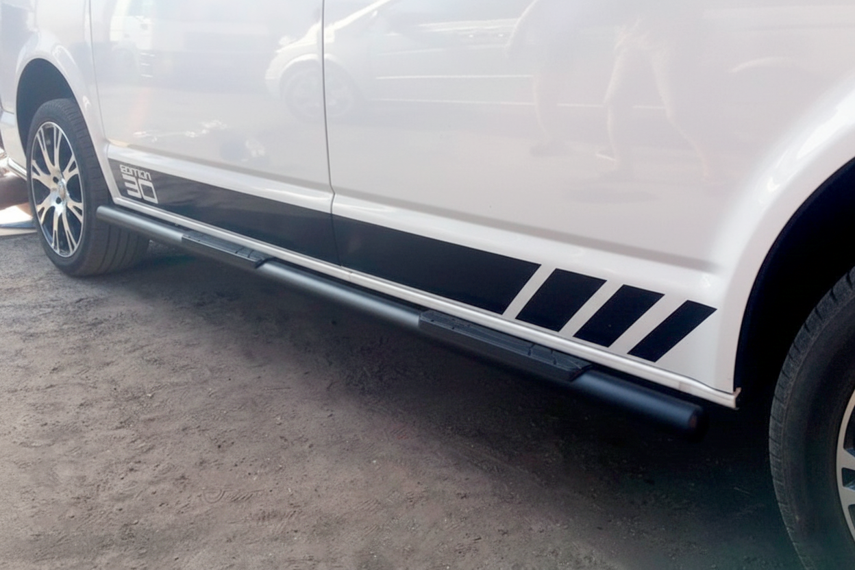 Side Bars Black (2 pcs, stainless steel) for Volkswagen T5 Transporter 2003-2010 - image 3
